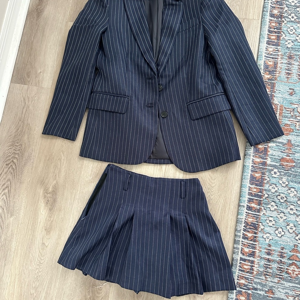 Vici Navy Pinstripe Suit Set